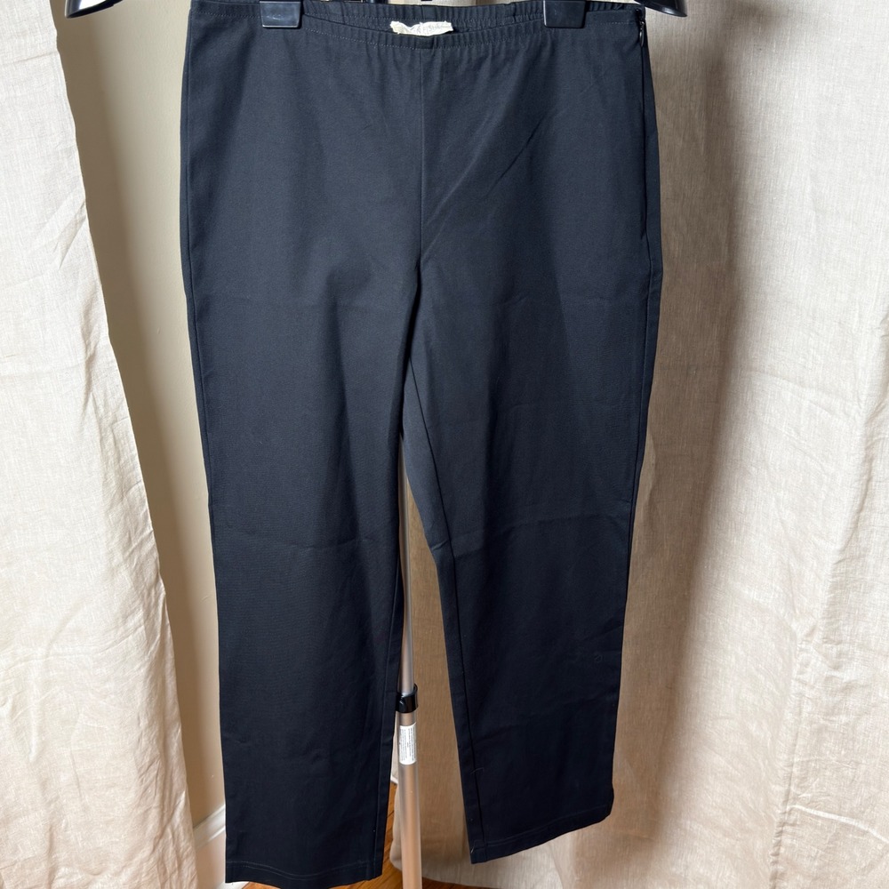 Eileen Fisher Petite PP Black Slim Ankle Pants Side Zip Organic Cotton Stretch - Picture 1 of 9